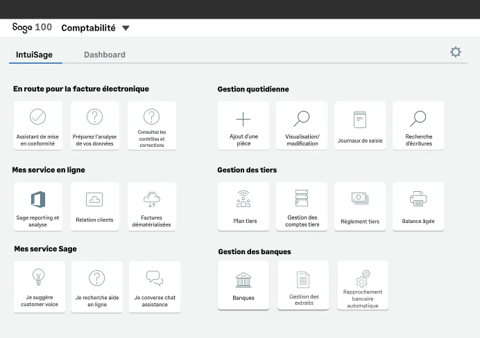 Interface du logiciel Sage 100